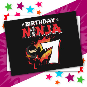 7 Year Old Comic Book Style Ninja 7th Birthday Postcard