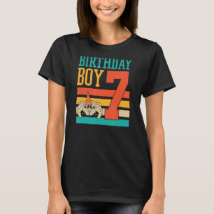 7 Year Old Cute Jumping Spider Birthday Boy Party  T-Shirt