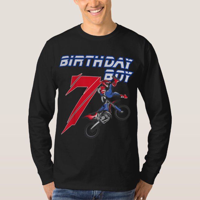 7 Year Old Dirt Bike Birthday Motocross 7th Gift T-Shirt (Front)