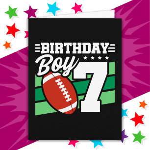 7 Year Old Football Party Theme 7th Birthday Boy Card