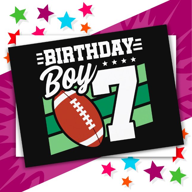 7 Year Old Football Party Theme 7th Birthday Boy Postcard (Creator Uploaded)