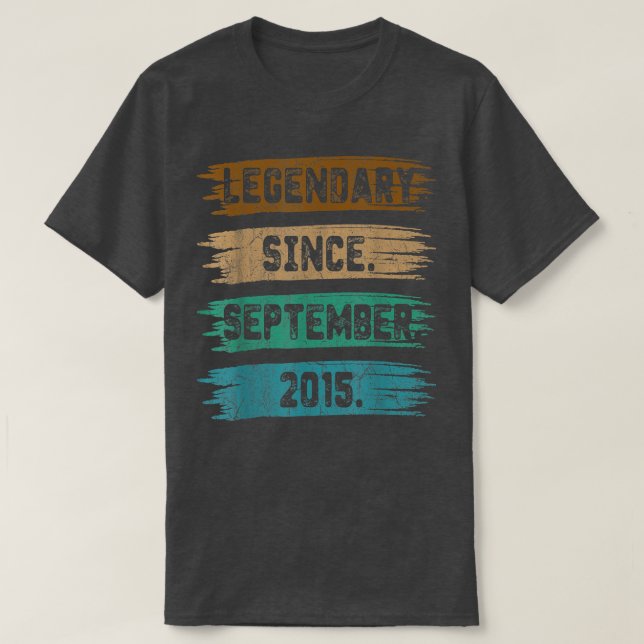 7 Year Old Gift Legend Since September 2015 7th Bi T-Shirt (Design Front)
