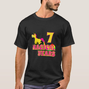 7 Year Old Girl Farting Rainbow Unicorn Magical Bo T-Shirt