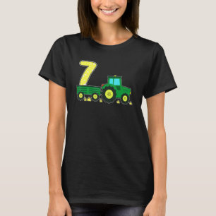 7 Year Old Green Farm Tractor Birthday Party Farme T-Shirt