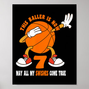 7 Year Old Happy 7th Birthday Basketball 7th Birth Poster
