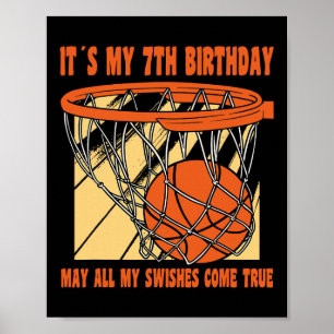 7 Year Old Happy 7th Birthday Basketball 7th Birth Poster