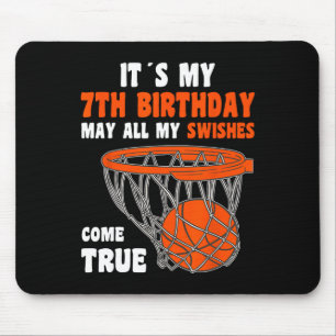 7 Year Old Happy 7th Birthday Bysketbyll 7th Birth Mouse Pad