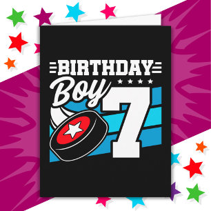 7 Year Old Hockey Party Theme 7th Birthday Boy Card