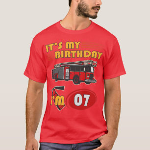 7 year old Its My Birthday Fire Truck 7th Birthday T-Shirt