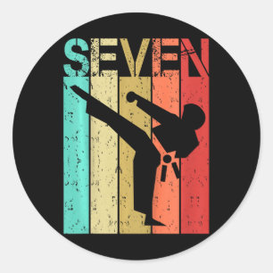 7 Year Old Karate Birthday Boy Girl 7th Birthday K Classic Round Sticker