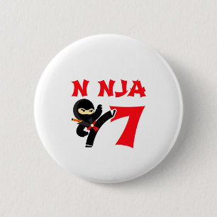 7 Year Old Karate Ninja Party Kids 7th Birthday T 6 Cm Round Badge