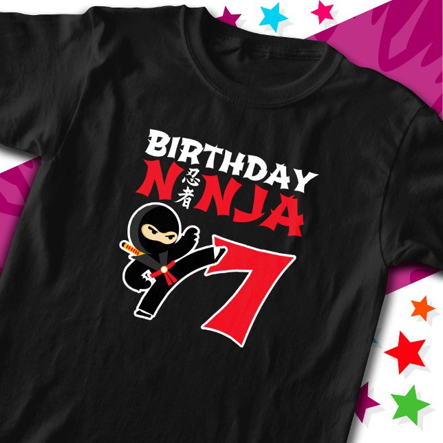 7 Year Old Karate Ninja Party Kids 7th Birthday T-Shirt (Creator Uploaded)
