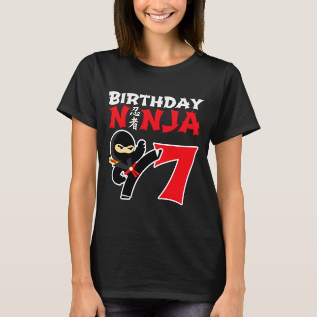7 Year Old Karate Ninja Party Kids 7th Birthday T  T-Shirt (Front)