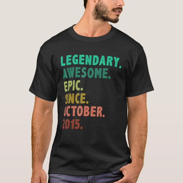 7 Year Old Legend Since October 2015 7th Birthday T-Shirt (Front)