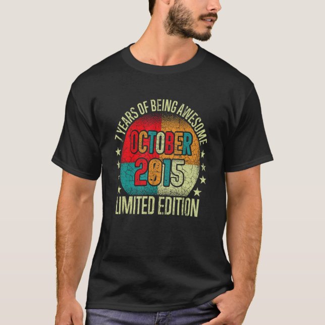 7 Year Old October 2015 7th Birthday T-Shirt (Front)