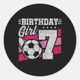 7 Year Old Soccer Birthday - Girls 7th Birthday So Classic Round Sticker
