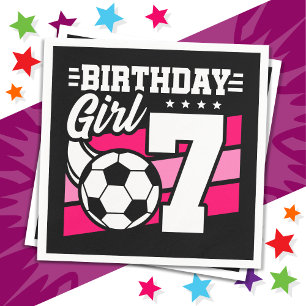 7 Year Old Soccer Football Party 7th Birthday Girl Napkin