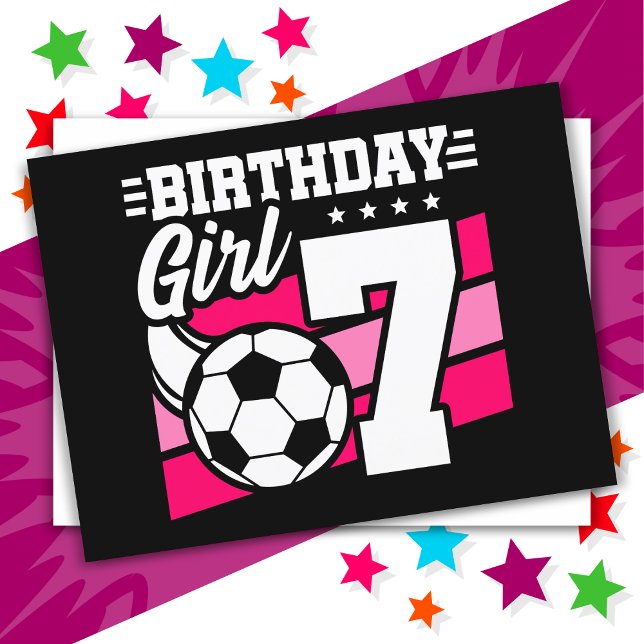 7 Year Old Soccer Football Party 7th Birthday Girl Postcard (Creator Uploaded)