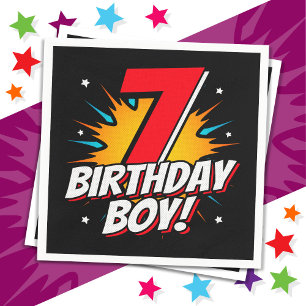 7 Year Old Superhero Birthday Boy 7th Birthday Napkin