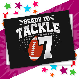 7 Year Old Tackle Football Party Kids 7th Birthday Postcard