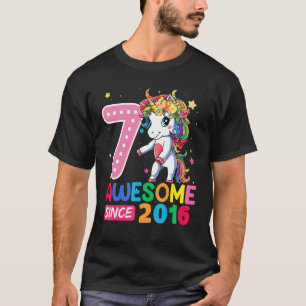 7 Year Old Unicorn Flossing 7th Birthday Girl Unic T-Shirt