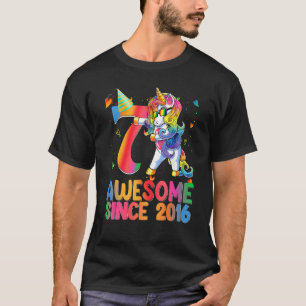 7 Year Old Unicorn Flossing 7th Birthday Girl Unic T-Shirt