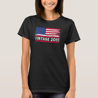 7 Year Old  Vintage 2015 American Flag 7th Birthda T-Shirt