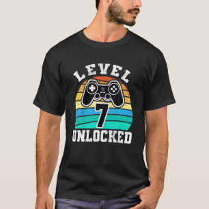 7 Year Old Vintage Level Unlocked 7Th Birthday Gam T-Shirt