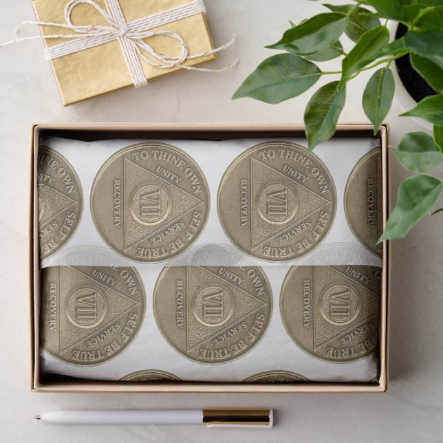7 Year Recovery Anniversary Coin Tissue Paper (Gift)