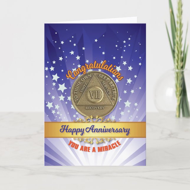 7 Year Recovery Coin Anniversary You Are A Miracle Card (Front)