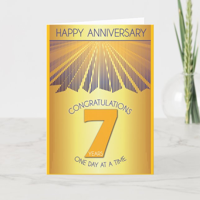 7 Year Sober Anniversary | Golden Ray 12 Step  Card (Front)