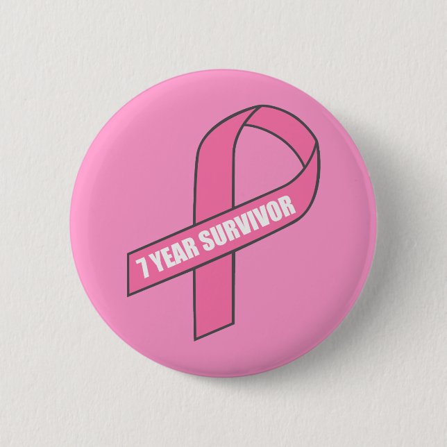 7 Year Survivor (Breast Cancer Pink Ribbon) 6 Cm Round Badge (Front)