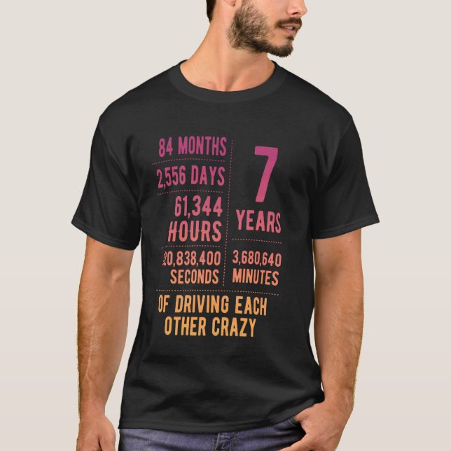 7 Years Married Funny 7th Wedding Anniversary T-Shirt (Front)