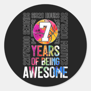 7 Years Of Being Awesome Basketball 7th Birthday _ Classic Round Sticker