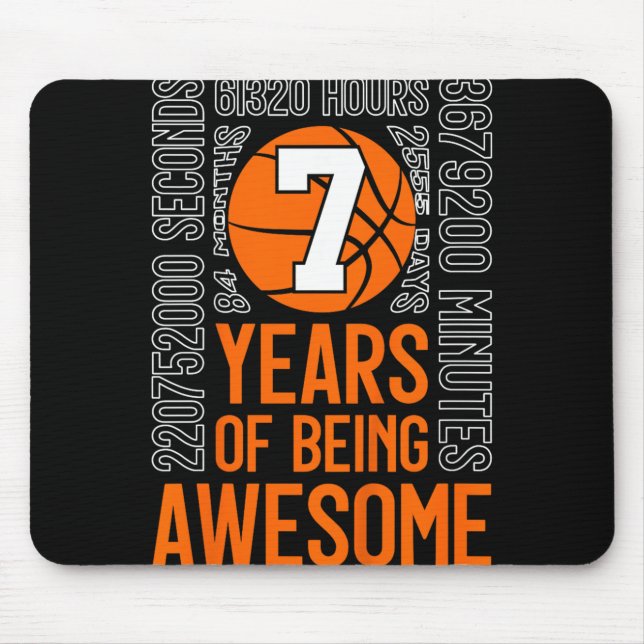 7 Years Of Being Awesome Basketball 7th Birthday _ Mouse Pad (Front)