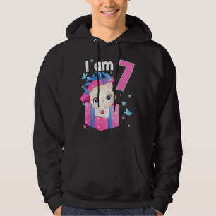 7 Years Old 7 Birthday Outfit Boy Girl Cute Cats C Hoodie