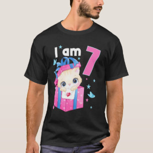 7 Years Old 7 Birthday Outfit Boy Girl Cute Cats C T-Shirt