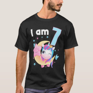 7 Years Old 7 Birthday Outfit Boy Girl Unicorn 2 T-Shirt