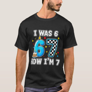 7 Years old 7th birthday checkered i 6 now im 7 bi T-Shirt