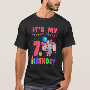 7 Years Old 7th Birthday Elephants Girls Awesome S T-Shirt