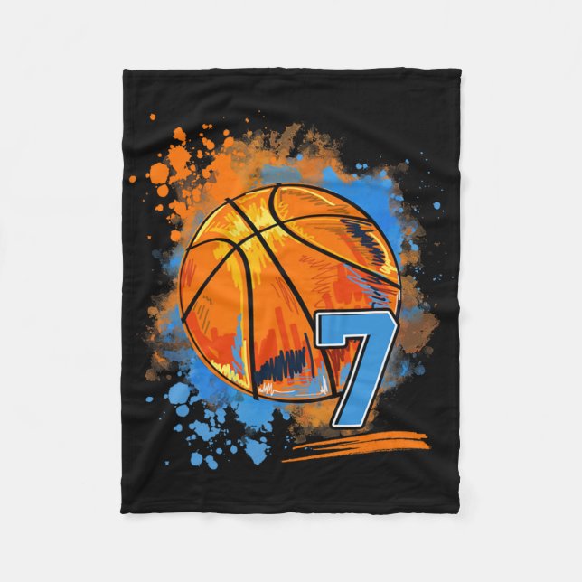 7 Years Old 7th Birthday Sketll  Fleece Blanket (Front)