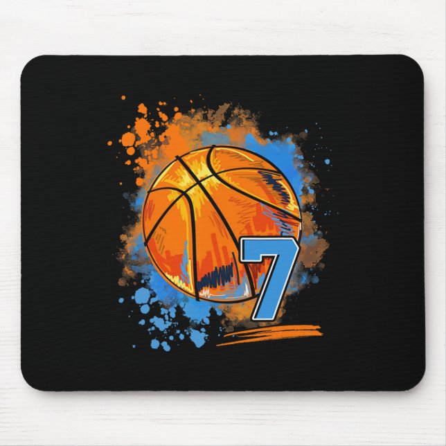 7 Years Old 7th Birthday Sketll  Mouse Pad (Front)