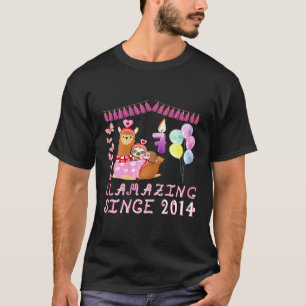 7 Years Old 7th Birthday Sloth Riding Llama Girls T-Shirt