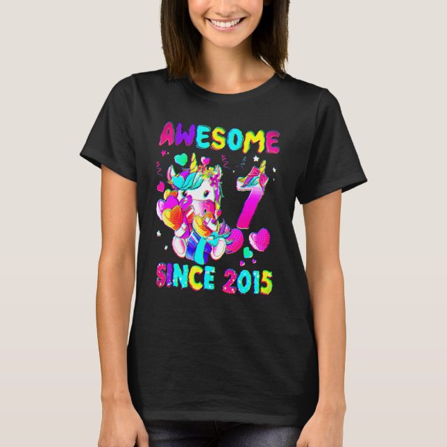 7 Years Old 7th Birthday Unicorn Girl Awesome Sinc T-Shirt (Front)