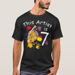 7 Years Old Art Painting Birthday Party 7th Little T-Shirt