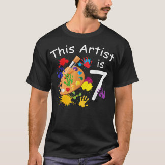 7 Years Old Art Painting Birthday Party 7th Little T-Shirt