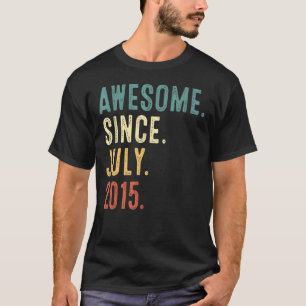 7 Years Old  Awesome Since July 2015 7th Birthday T-Shirt