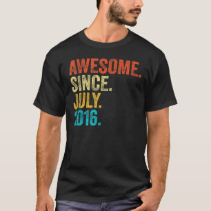 7 Years Old  Awesome Since July 2016 7th Birthday  T-Shirt