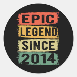 7 Years Old Bday 2014 Epic Legend 7th Birthday Classic Round Sticker