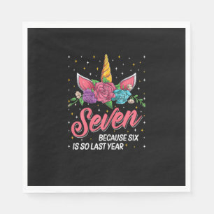 7 Years Old Birthday Girl Gifts Face Unicorn 7th B Napkin